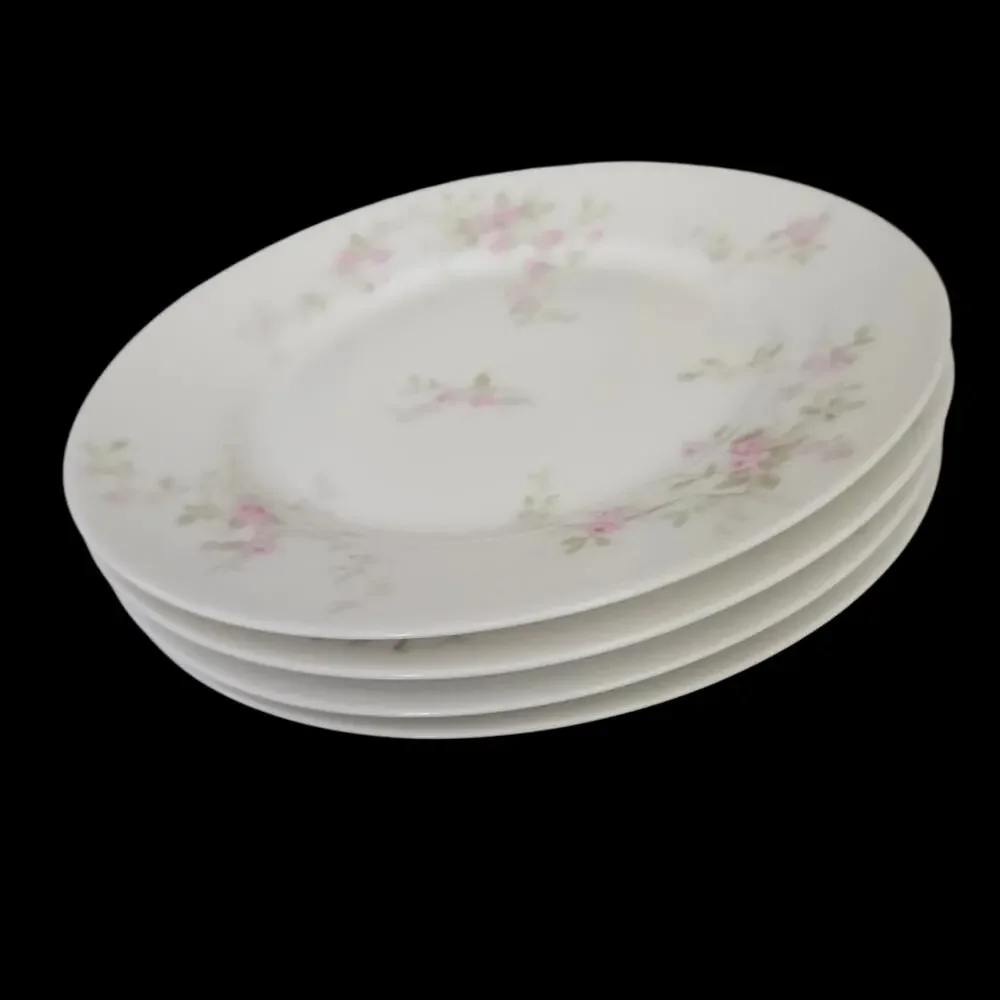 Theodore Haviland Limoges France Pink Rose Floral Salad Plates Set of 4